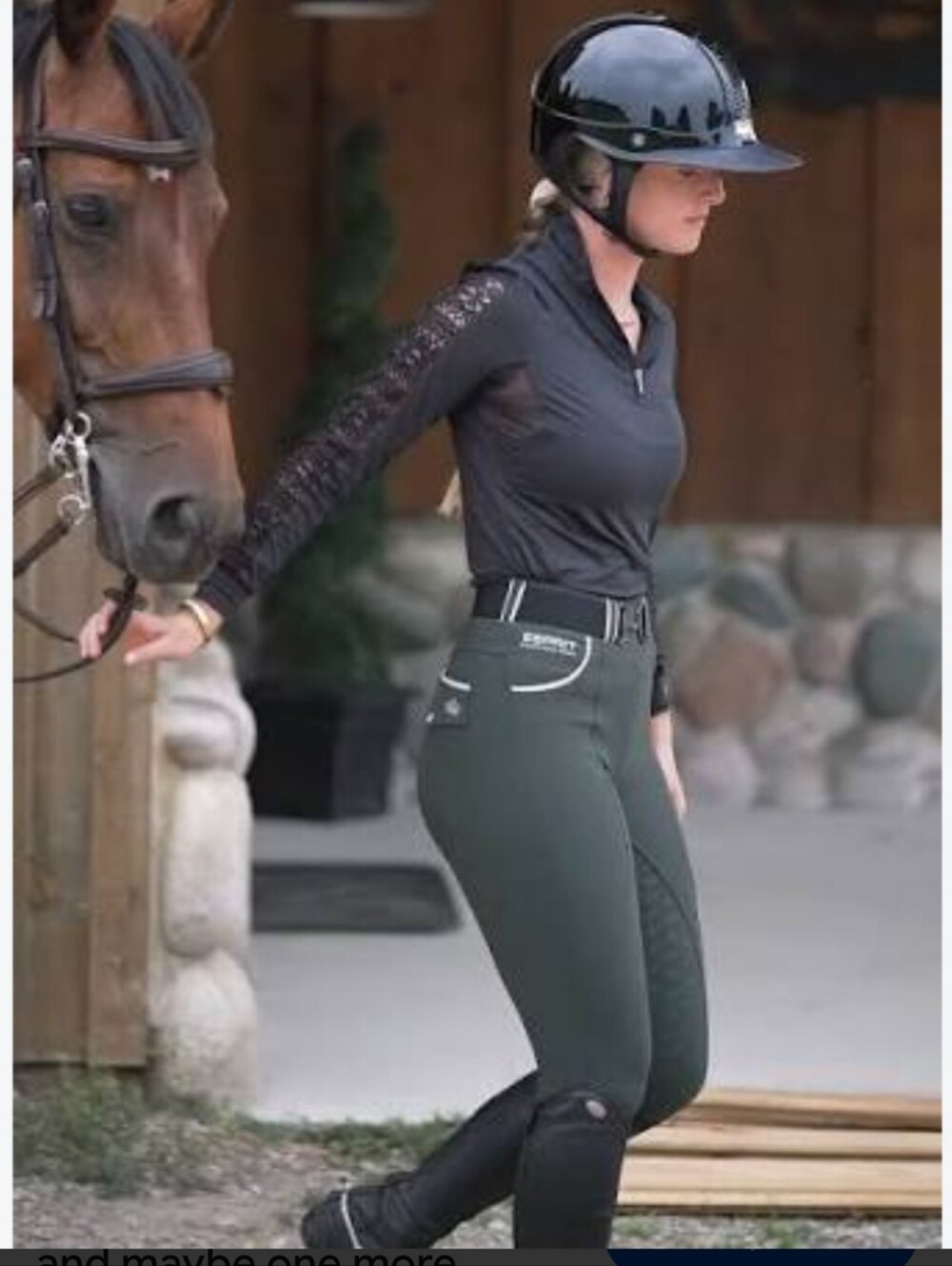 Esprit Equestrian Rider's Stretch High-Waist Breeches in Dark Green Sz XL